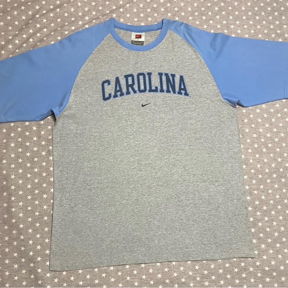 Vintage UNC TarHeels Nike White Tag Shirt Men’s XL Grey Blue Trim USA Made 90’s
